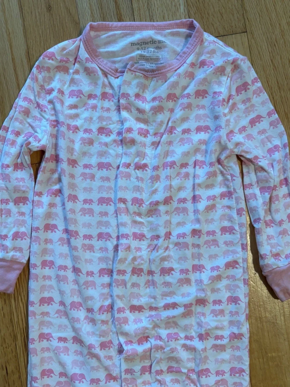 Magnetic Me Pink & White Elephant Print Footed One-Piece
